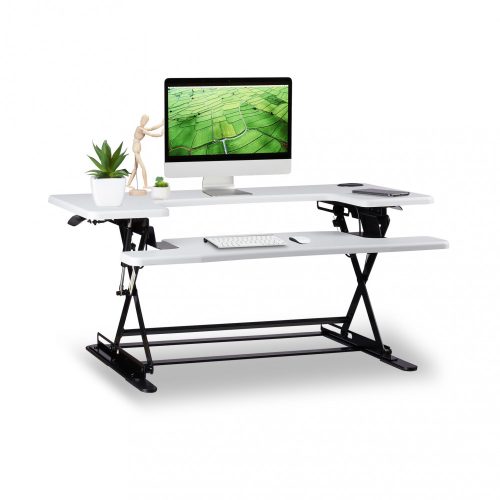 Desk platform desk-mounted stand for standing and sitting work white monitor and keyboard shelf