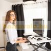 Desk platform desk-mounted stand for standing and sitting work white monitor and keyboard shelf