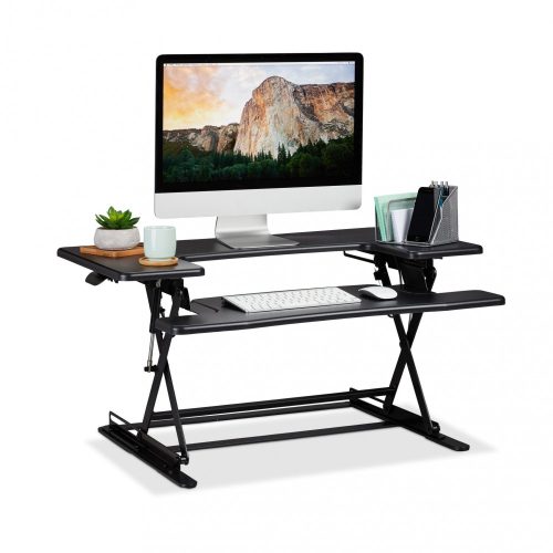 Desk platform desk-mounted stand for standing and sitting work black monitor and keyboard shelf