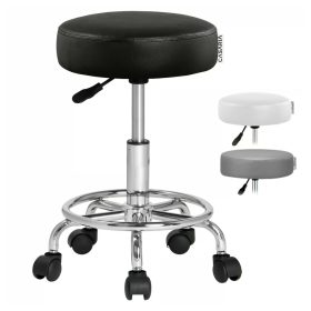   Gurulós szék fekete műbőr kárpittal és lábtartóval 360° forgatható, magasságállítható forgószék