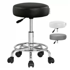   Gurulós szék fekete műbőr kárpittal és lábtartóval 360° forgatható, magasságállítható forgószék