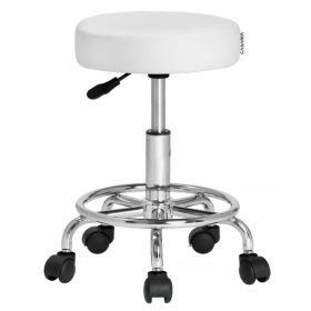   Gurulós szék fehér műbőr kárpittal és lábtartóval 360° forgatható, magasságállítható forgószék