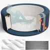 Felfújható jacuzzi 4-6 fő részére 208x66 cm kerek, hordozható 130 nyugtató fúvókával PVC kültéri jakuzzi, szürke