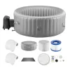 Felfújható jakuzzi 6-8 személy részére 240x66 cm kerek, hordozható otthoni jacuzzi 130 masszázsfúvókával, LED világítással