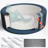 Felfújható jakuzzi 6-8 személy részére 240x66 cm kerek, hordozható otthoni jacuzzi 130 masszázsfúvókával, LED világítással
