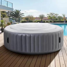   Felfújható jacuzzi tető 137 cm kerek takaró, hőszigetelt pezsgőfürdő tető időjárásálló vízálló kültéri használatra, fehér