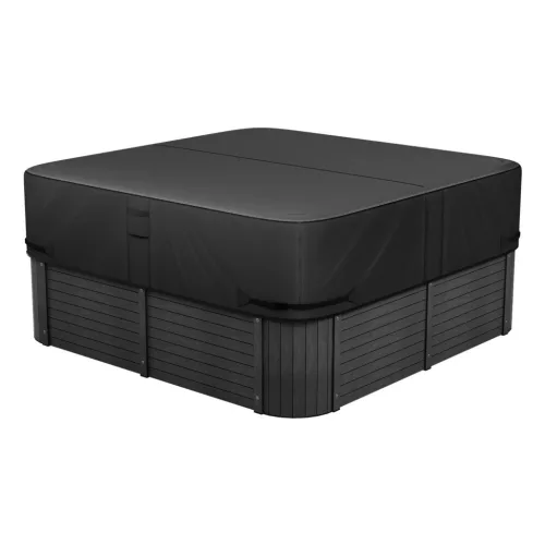 Jacuzzi takaró 2235x2235x508 mm időjárásálló vízálló védőhuzat szakadásálló kültéri pezsgőfürdőhöz, fekete