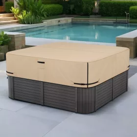   Jacuzzi takaró 2160x2160x508 mm időjárásálló vízálló védőhuzat, szakadásálló kültéri pezsgőfürdőhöz, barna