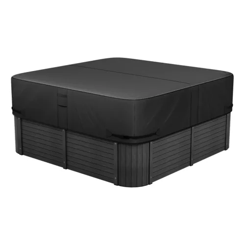 Jacuzzi takaró 2160x2160x508 mm időjárásálló, vízálló pezsgőfürdő-takaró, védőhuzat fekete