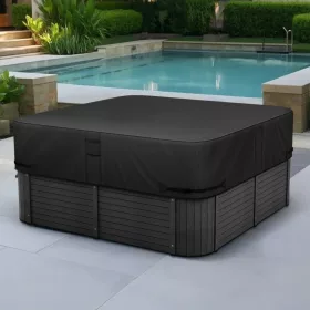   Jacuzzi takaró 1930x1930x508 mm időjárásálló vízálló védőhuzat szakadásálló kültéri pezsgőfürdőhöz, fekete