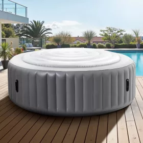   Felfújható jacuzzi tető 164,5 cm kerek takaró, hőszigetelt pezsgőfürdő tető, időjárásálló és vízálló fehér