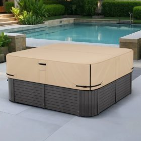   Jacuzzi takaró 2285x2285x508 mm időjárásálló és vízálló védőhuzat, szakadásálló, kültéri pezsgőfürdőhöz, barna