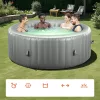 Felfújható jakuzzi 4-6 személy részére 208x66 cm kerek, hordozható otthoni jakuzzi 130 masszázsfúvókával, LED világítással