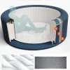 Felfújható jacuzzi 2-4 fő részére 180x66 cm, kerek hordozható 110 fúvókával, szűrővel PVC kültéri jakuzzi, szürke