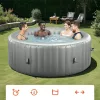 Felfújható jacuzzi 2-4 fő részére 180x66 cm, kerek hordozható 110 fúvókával, szűrővel PVC kültéri jakuzzi, szürke