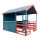 XL Playhouse with veranda wooden children's house garden house for children blue-red 146x195x156 cm