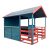 XL Játszóház verandával fa gyerekház kerti házikó gyerekeknek kék-piros 146x195x156 cm