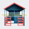 XL Playhouse with veranda wooden children's house garden house for children blue-red 146x195x156 cm