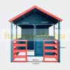 XL Playhouse with veranda wooden children's house garden house for children blue-red 146x195x156 cm