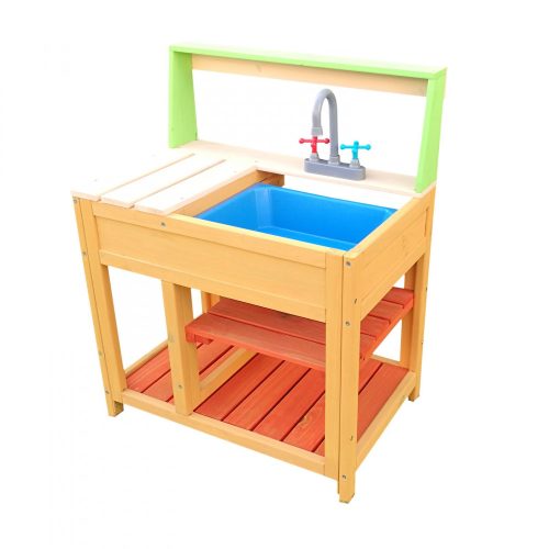 Outdoor toy kitchen for children, made of wood