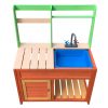 Children's outdoor kitchen made of wood, kitchen with outdoor sink