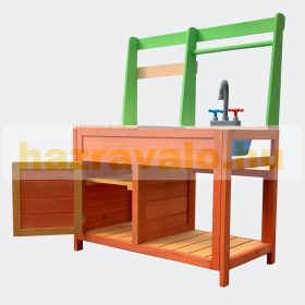   Gyerek kültéri konyha fából, konyha kültéri mosogatóval