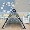 Play tent Indian tent for children stars blue-white 115x115x160 cm