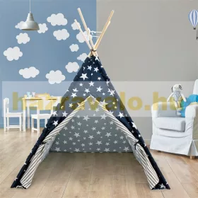   Játszósátor indiánsátor gyerekeknek csillagos kék-fehér 115x115x160 cm