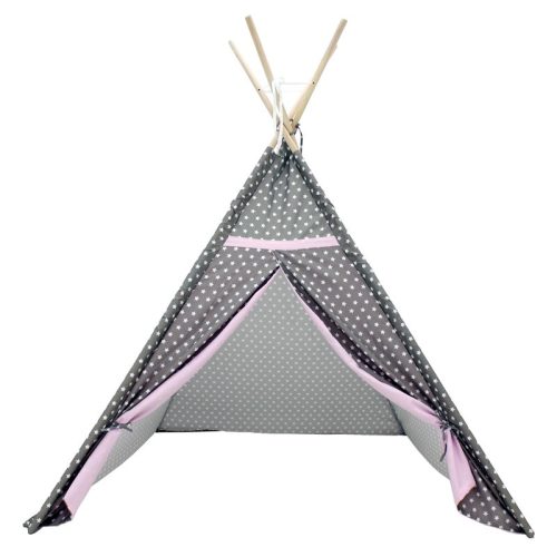 Play tent Native American tent for children star gray-pink 115x115x160 cm