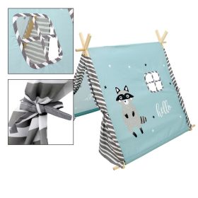   Játszósátor indiánsátor gyerekeknek türkiz és szürke-fehér csíkos 117x108x105 cm