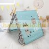 Play tent Indian tent for children turquoise and gray-white striped 117x108x105 cm