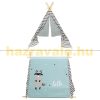 Play tent Indian tent for children turquoise and gray-white striped 117x108x105 cm