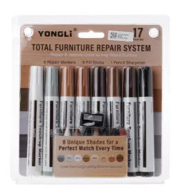 Javító filctoll és javító viasz 17 darabos készlet bútorjavító, fajavító toll bútorjavító viasz