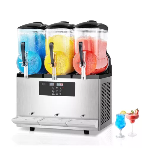 Professzionális 3 tartályos jégkása készítő gép 3x12 liter kapacitás, rozsdamentes acél kivitel, digitális vezérléssel