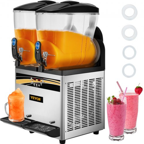 Kereskedelmi slush jéggép, 2 x 15 L Slush jéggép 890 W Slush jéggép, 430 x 450 x 800 mm Slushy gép Eslush készítő gép 64 kg Slush jéggép 64 kg Slush eszközök