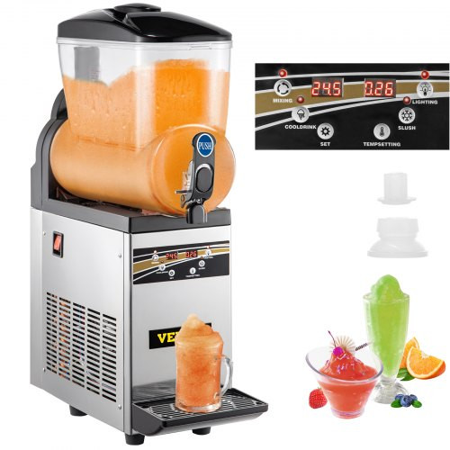 Kereskedelmi slush jéggép, 1 x 15 literes kereskedelmi slush jéggép 500 W 220 V rozsdamentes acél slush jéggép slush gép slush gép slush gép 52 x 21 x 80 cm slushy maker gép slush gép slush gép Slush gép
