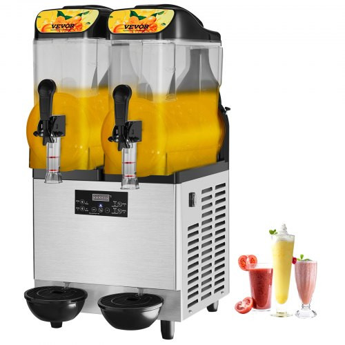 Kereskedelmi slushy gép, 24 L egytálas, 50 csésze margarita készítő, 500 W rozsdamentes acél margarita smoothie, fagyasztott ital készítő, slushie gép partikra, kávézókba, éttermekbe, bárokba, stb.