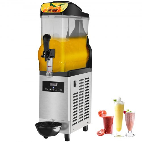 Kereskedelmi slushy gép, 12 L egytálas, 25 csésze margarita készítő, 500 W rozsdamentes acél margarita smoothie, fagyasztott ital készítő, slushie gép partikra, kávézókba, éttermekbe, bárokba, stb.