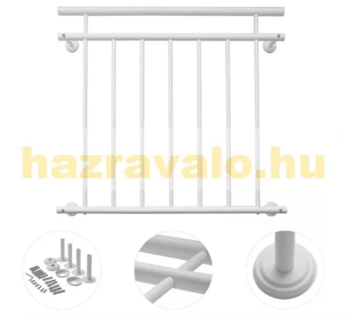 Franciaerkély korlát fehér porszórt acél korlát 128x90 cm 