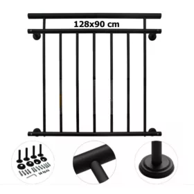   Franciaerkély korlát fekete porszórt acél ablakkorlát 128x90 cm 