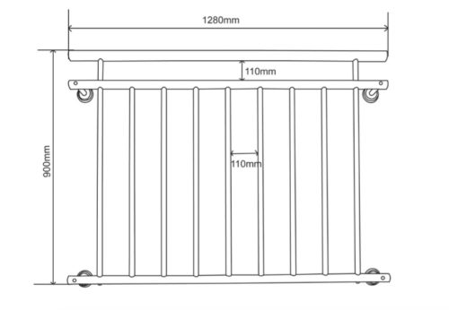 Erkélykorlát  franciaerkély  acél 128x90 cm inox