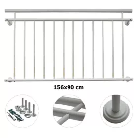   Franciaerkély korlát fehér porszórt acél korlát 156x90 cm 