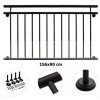 French balcony railing black powder-coated steel railing 156x90 cm 