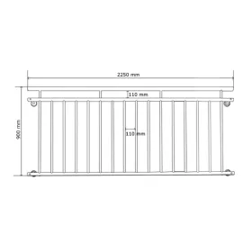   Franciaerkély korlát fekete porszórt acél korlát 225x90 cm 
