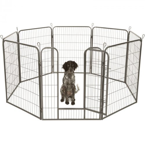 Kölyökállat kisállat kifutó karám kennel 8 oldalú könnyű szerelés 100cm magas szürke