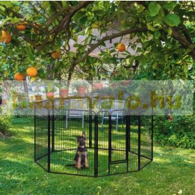   Kutyakenel, kölyökállat kisállat kifutó karám 8 oldalú könnyű szerelés 120cm magas szürke 