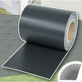   Kerítésbe fűzhető PVC műanyag szalag 35 m hosszú 19 cm magas sötét szürke belátásgátló szélfogó