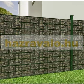   Kőmintás kerítésbe fűzhető PVC műanyag szalag 70m hosszú 19cm magas tört köves világos belátásgátló szélfogó