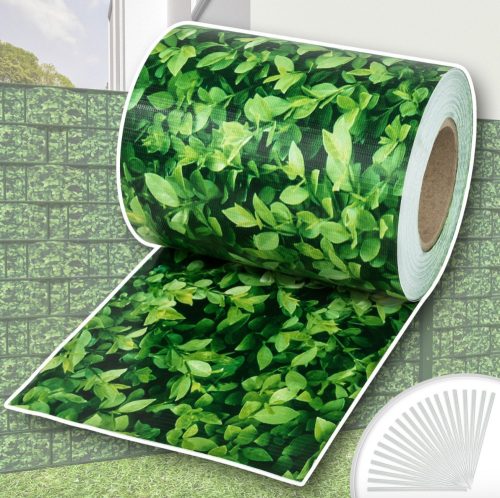 Anti-sight tape 35 m long 19 cm high hedge pattern leaf-pattern fence windbreak