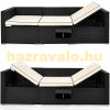 Polirattan sofa three-person multifunctional sunbed with fold-out table black-beige